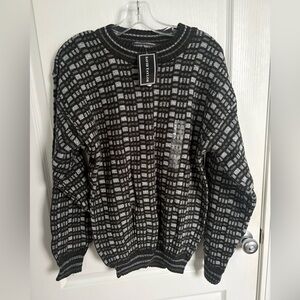 🆕 David Taylor crewneck sweater, "grandpa" style pullover patterned knit design